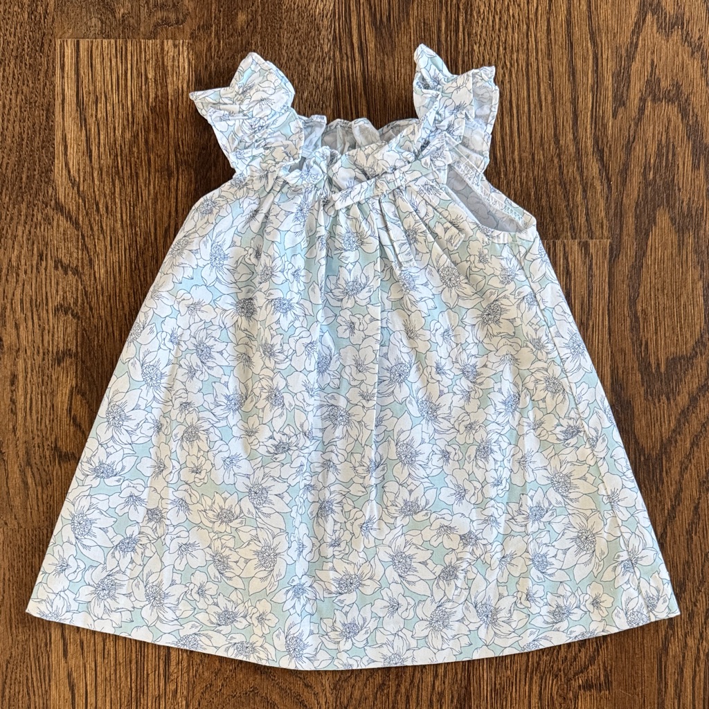 Little English Blue Floral Ruffle Dress